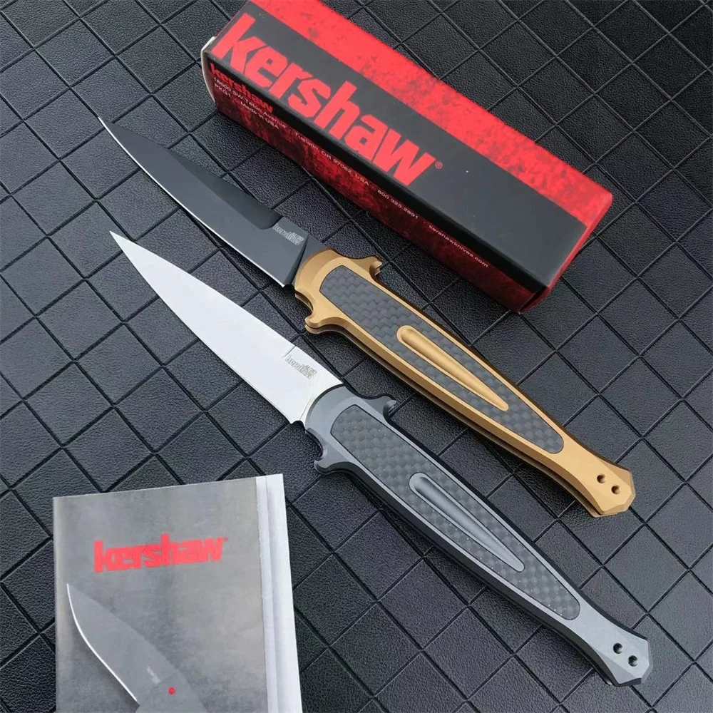 KS L8 Tactical Pocket Knife D2 Blade Aluminum Inlaid Carbon Fiber Handle Outdoor EDC Folding Knife Camping Hiking Hunting Tools