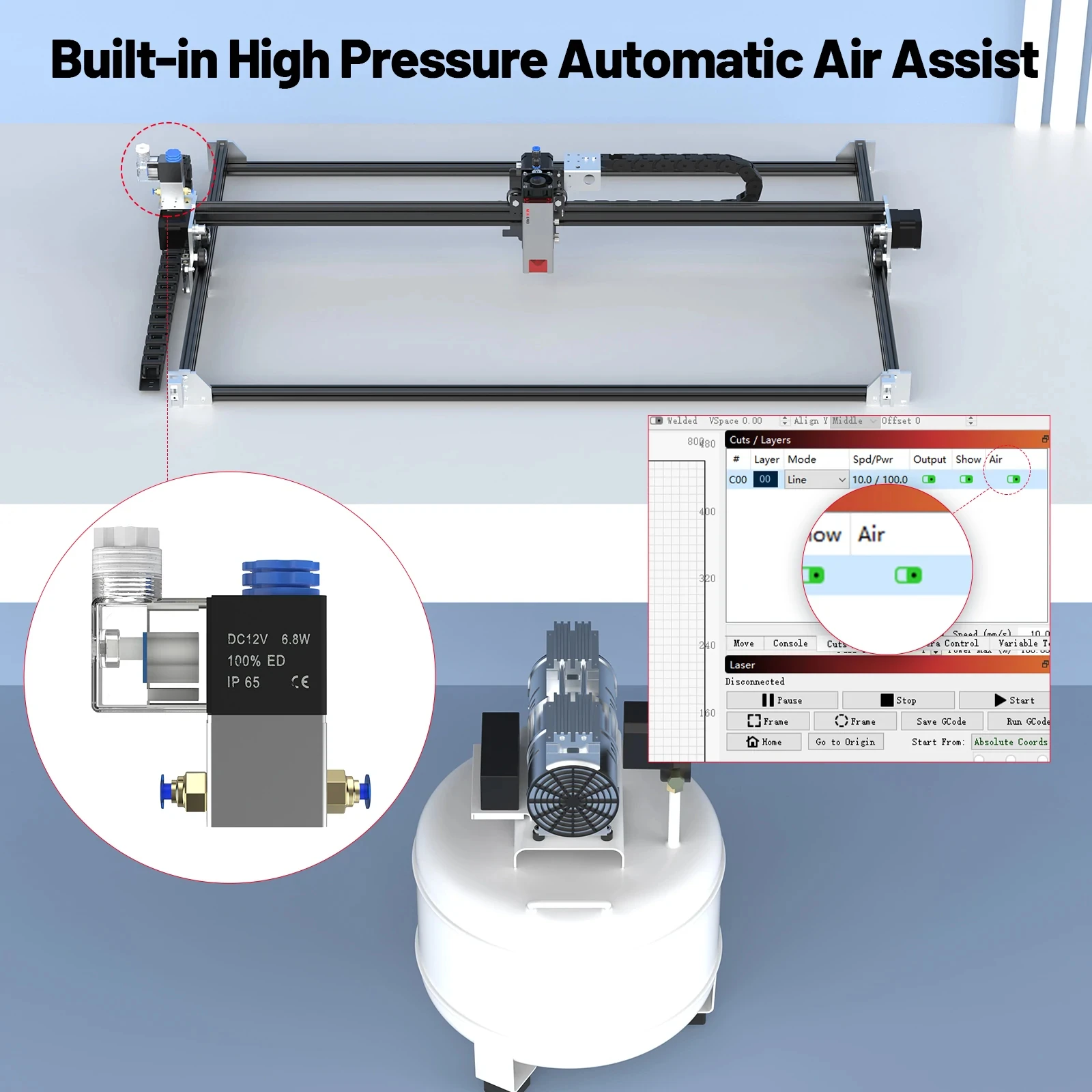 NEJE 3 Max 40W N40630 CNC Laser Engraver 3D Printer Wood Cutting Mark Tool Bluetooth APP Control Lightburn Built in Air Assist