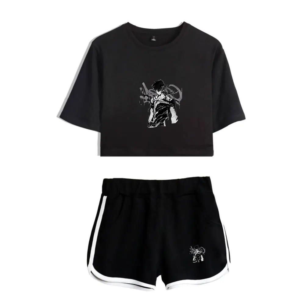 Solo Leveling Suit Vintage 90s logo Merch Tops Harajuku Two Piece Set Shorts+Lovely TShirt Trendy Suit