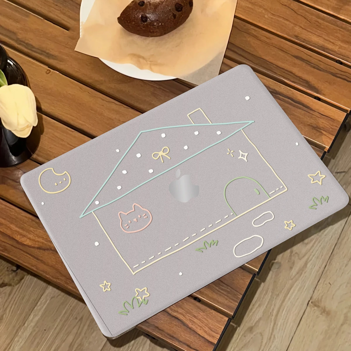 Line House Kitten Graffiti Crystal Clear Laptop Case For Macbook 13 Neo 2026 A3404 Air 13.6 M4 15 M3 Pro 13 16 M1 M2 14 Pc Cover