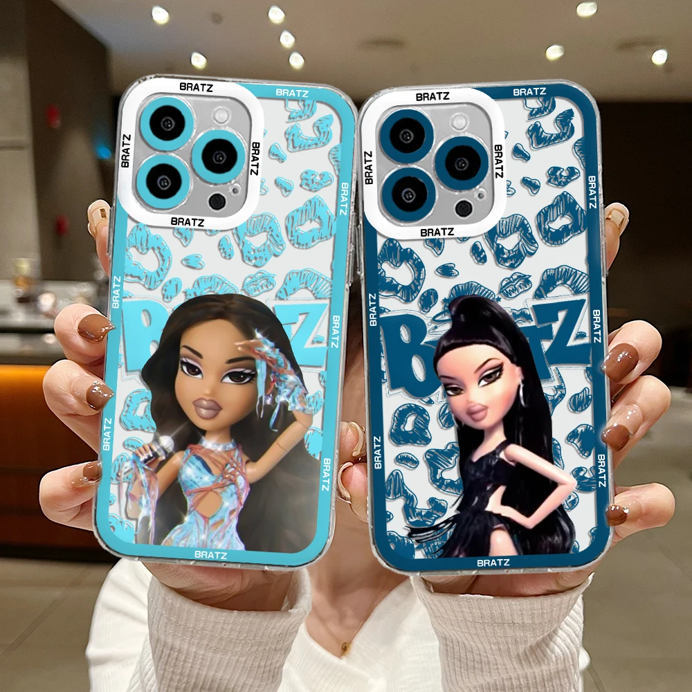 Fashion lovely Doll Bratz custodia per telefono per iPhone 15 14 13 12 11 Mini Pro Max X XR XSMax 6S 6 7 8 Plus SE20 Cover trasparente regalo per