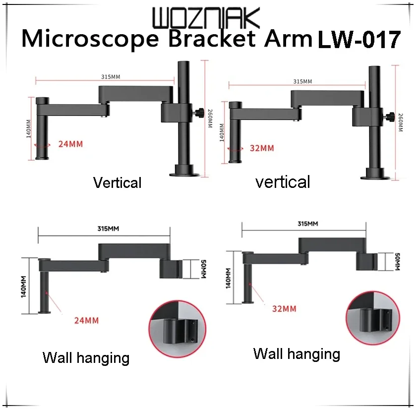 Luowei LW-017 Microscope Bracket Arm for Microscope Maintenance Metal Forging 360 Degree Rotating Inspection Bracket Tool