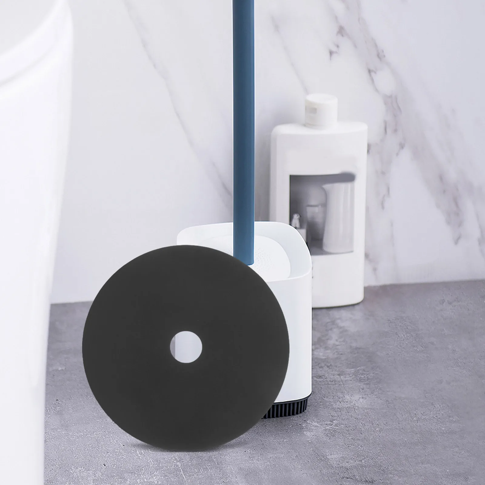 4 قطع من غطاء فرشاة المرحاض المقاوم للرذاذ، غطاء أسود بديل لأداة تنظيف الحمام، جزء ملحقات واقية مستديرة