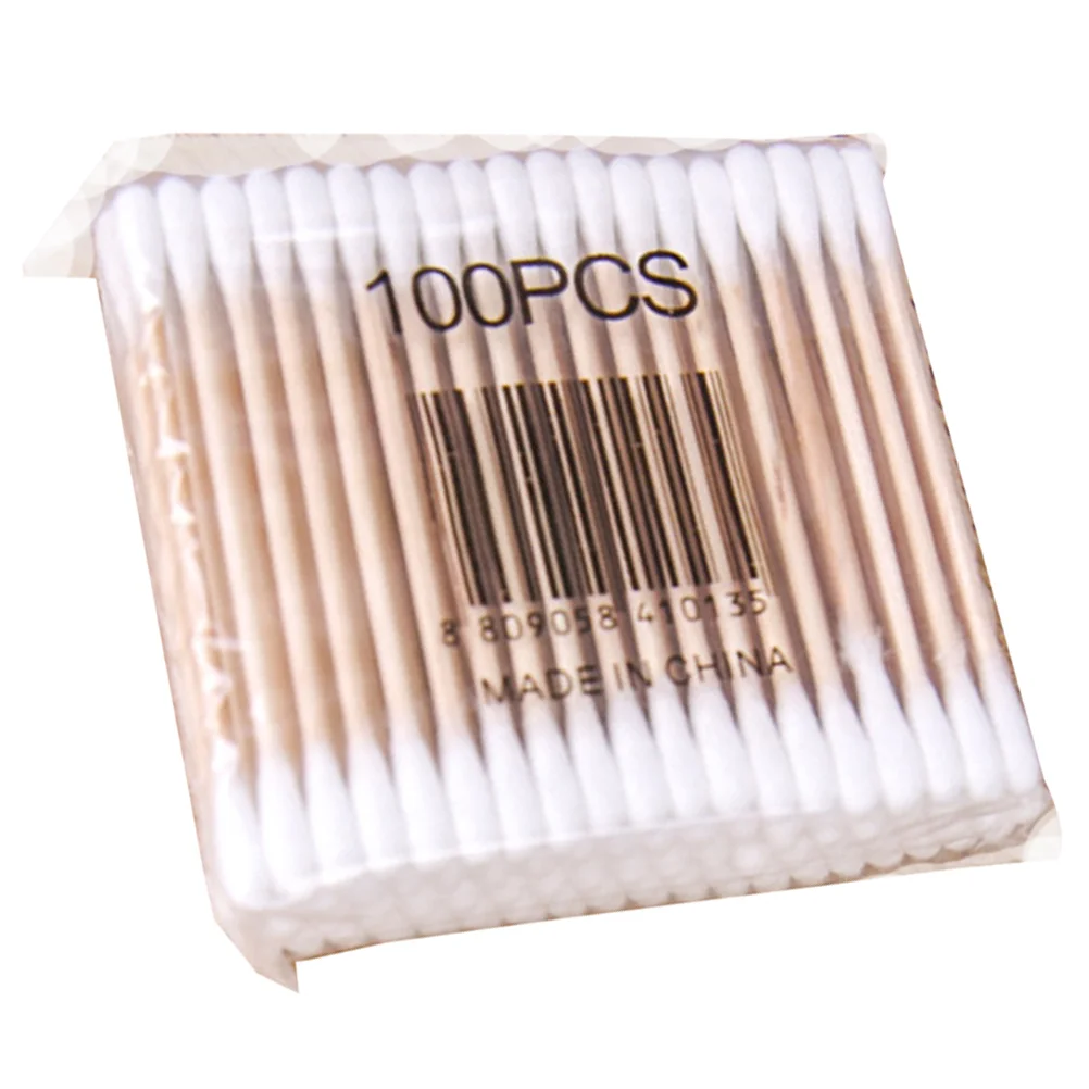 

100pcs Wooden Stick Cotton Swabs Double Tipped Cotton Stick Swab