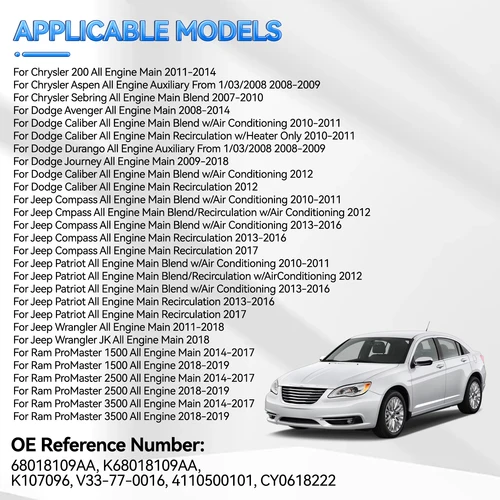 Imagen 2 del producto Actuador de puerta de mezcla de aire HVAC para Chrysler Dodge Avenger Journey Ram ProMaster 3500 Jeep Compass Wrangler 2008-2021 68018109 AA