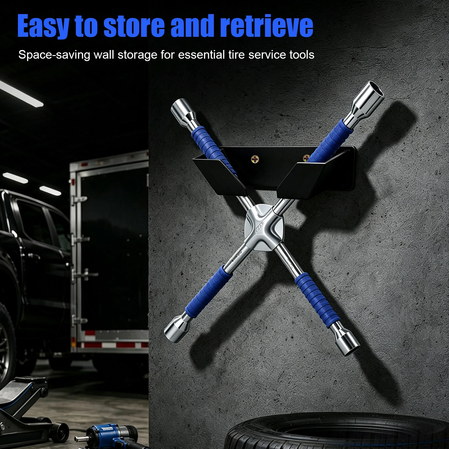 Wall Mounted Cross Wrench Organizer Racket Storage Rack Hanging Hook Holder For Tennis Badminton Garage Gym Home Display