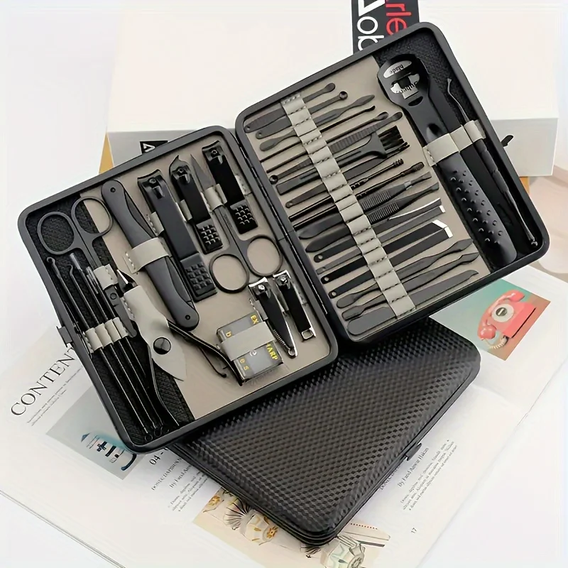 36 pièces ensemble de coupe-ongles en acier inoxydable Kit d'outils de manucure avec étui de voyage Portable Kit de coupe Kit de toilettage pédicure professionnel