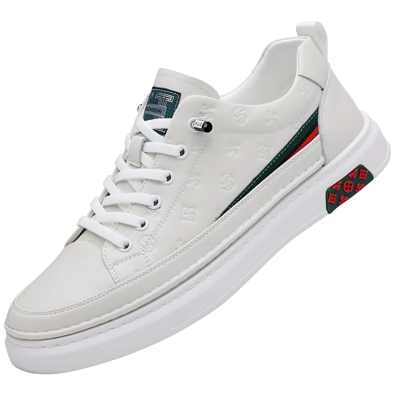 

Height-Increasing Shoes for Men, Trendy Casual 6cm Genuine Leather White Sneakers, 8Cm/10Cm Hidden Height-Increasing Sneakers