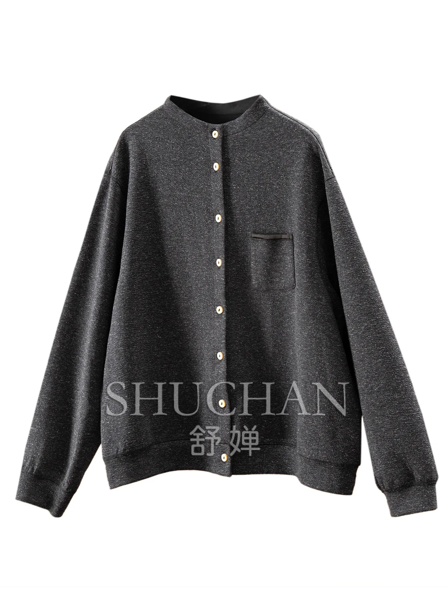 French Vintage Floral Yarn Water Ripple Texture Linen Sweatershirt Jacket Women 75W8 Sudadera Mujer