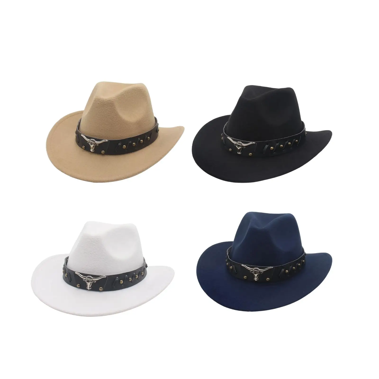 Western Cowboy Hat Women Men Decor Classic Western Cowgirl Hat Sun Protection Hat for Gift Winter Fall Party Costume Accessories