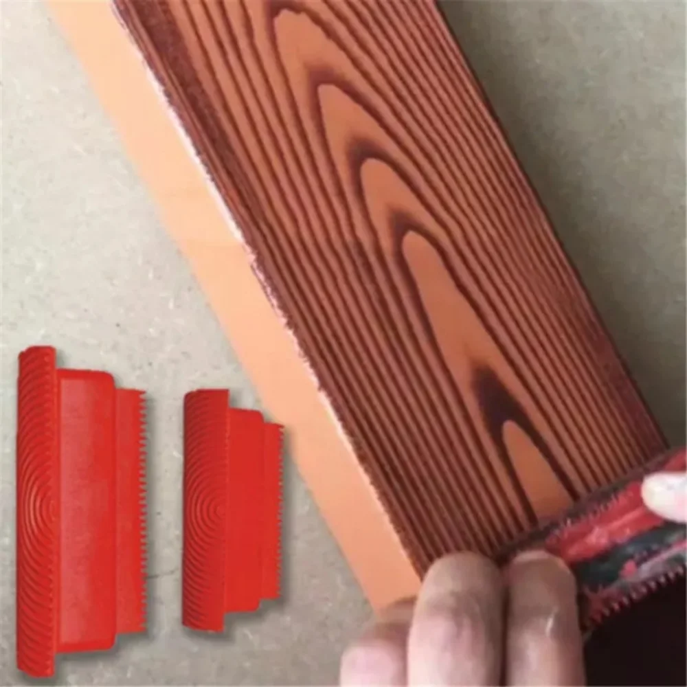 Rubber Wood Grain Paint Roller Imitation Wood Grain Pattern Paint Design Brush Home Decor Art Embossing DIY Wall Painting Tool