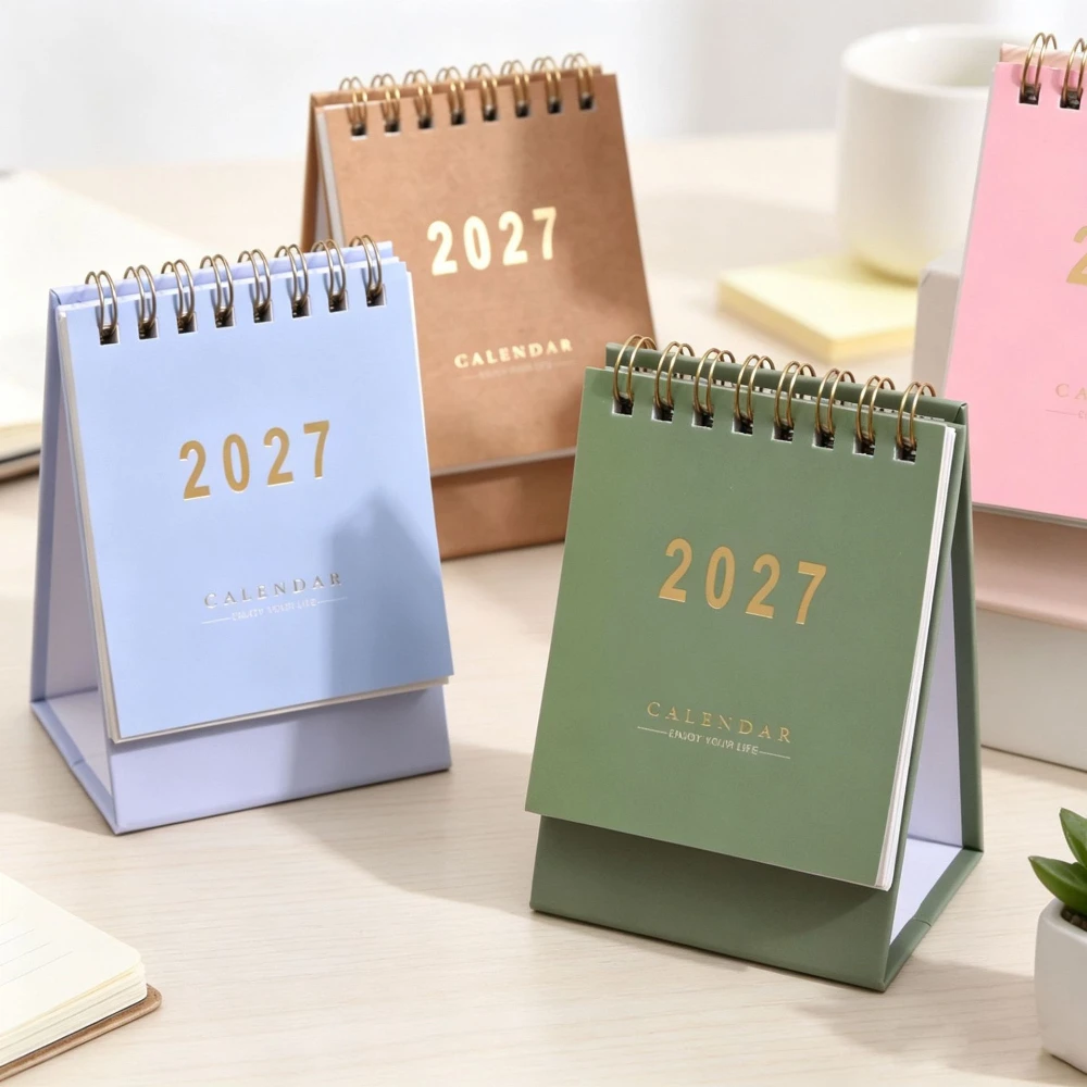 2027 Simple Calendar Small Desk Calendar Creative Coil Calendar Planner Desktop Decoration Office Stationery New Year Gifts