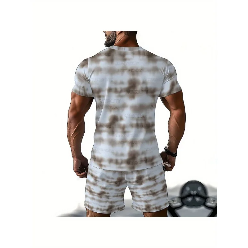 2025 Fashion Round Neck T-shirt Shorts 3D Short Sleeve Fun Printed Polyester Street Leisure Activity Sports Set Comfortable