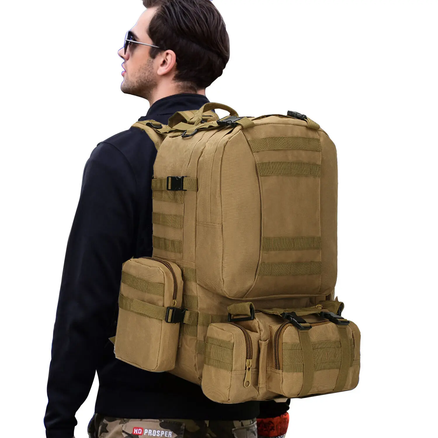 55L Outdoor Tactical Backpack Men's Large Capacity Hiking Climbing Army Rucksacks Waterproof Camping Bags