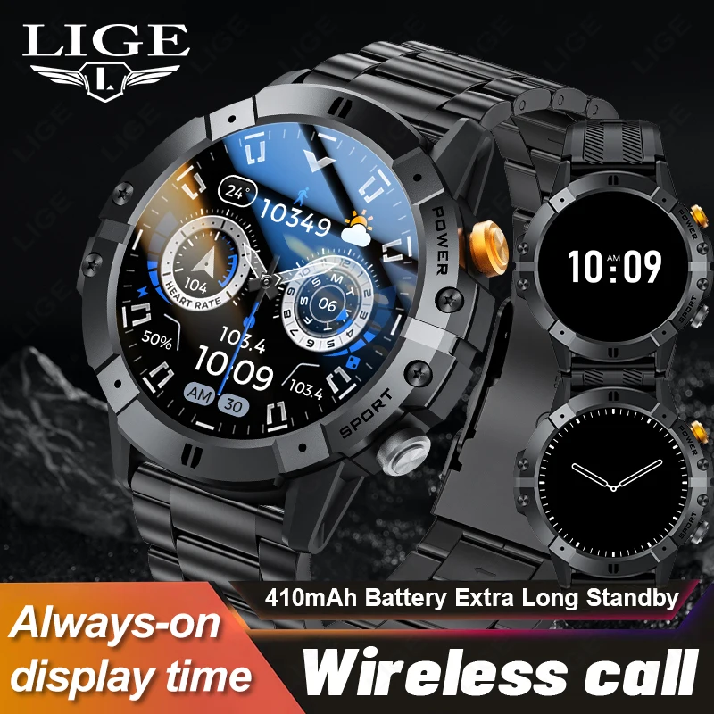 

Прочные уличные умные часы 1,52-дюймовый HD-экран Спорт Фитнес Сон Монитор сердечного ритма артериального давления Bluetooth Call Smartwatch