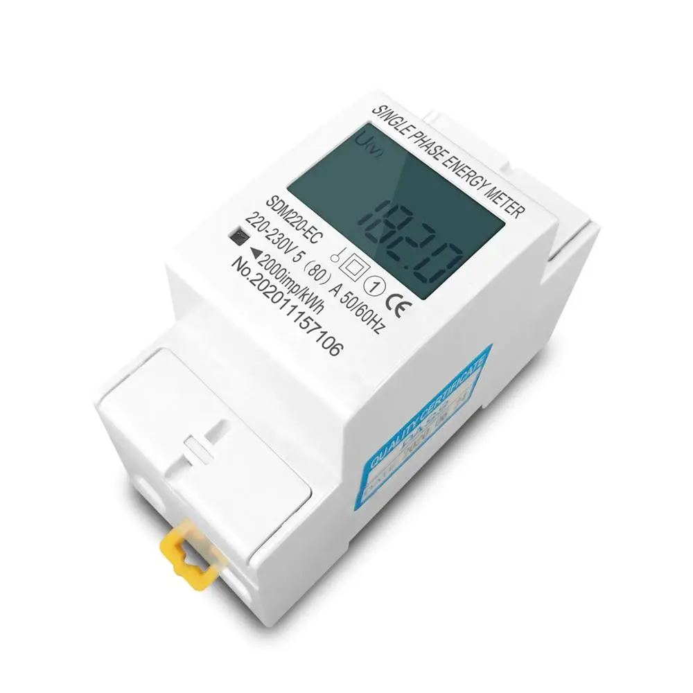 8PCS 80A Din rail Single Phase Two Wire AC 220V 230V 50Hz/60Hz LCD Digital Display Power Consumption Energy Electric Meter kWh