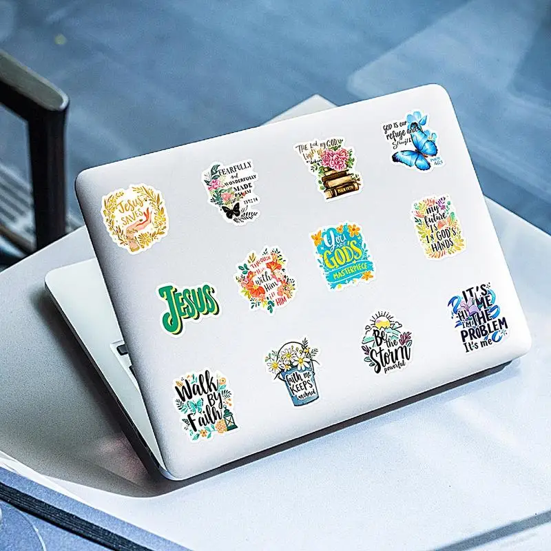 مجموعة ملصقات الكتاب المقدس ملصقات قصاصات ملهمة للكتاب المقدس 50X ملصقات يومية لطيفة ملصقات يسوع الملونة لهاتف سكوتر