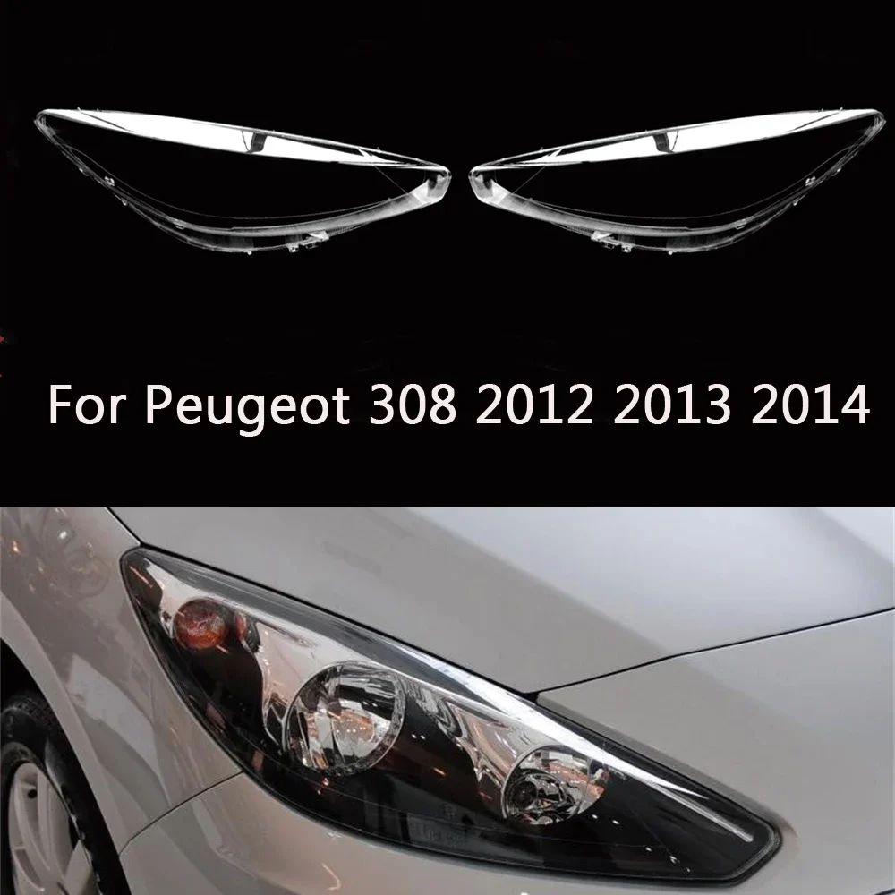 

HTTCCY For Peugeot 308 2011 2012 2013 2014 front Car Headlight Cover Lens Shell Glass Lampcover Lampshade Headlamp