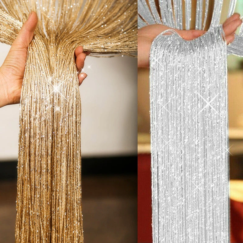 

200x100 cm Luxury Crystal Curtain Flash Line Shiny Tassel String Door Curtain Window Room Divider Home Decoration cortinas