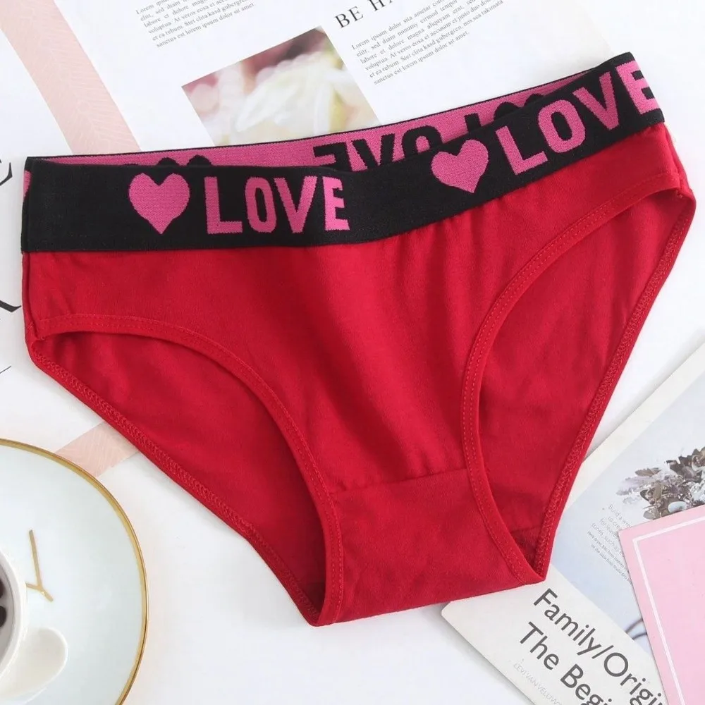 Ultra Thin Women's Underwear Underwear Lingerie Triangle Pants Patchwork Mid-waist Heart Letter Briefs Summer Season