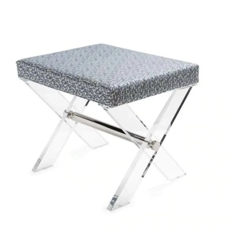 

American modern light luxury stainless steel acrylic bedside stool