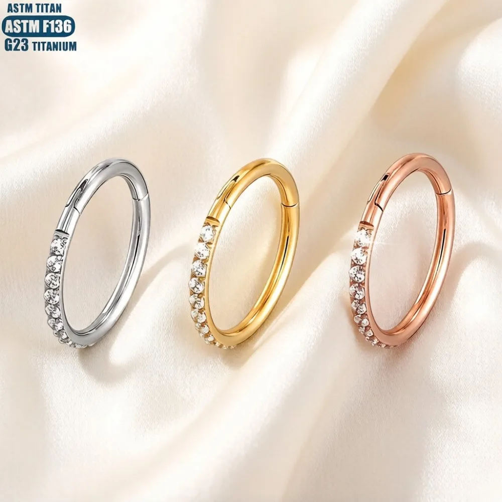 

F136 Titanium 16G Hinged Segment Nose Ring Septum Clicker Daith Earrings Hoop Ear Cartilage Tragus Helix Piercing Jewelry