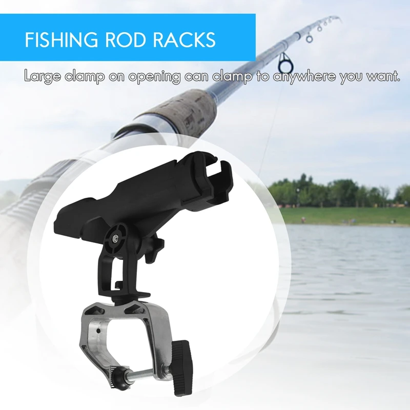 2Pack Fishing Boat Rods Holder With Large Clamp Opening 360 Degree Adjustable Fishing Rod Racks Folding Holder