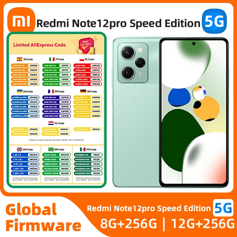 

xiaomi Redmi note12 Pro Speed Edition Android 5G Unlocked 6.67 inch 256GB ROM All Colours in Good Condition Original used phone