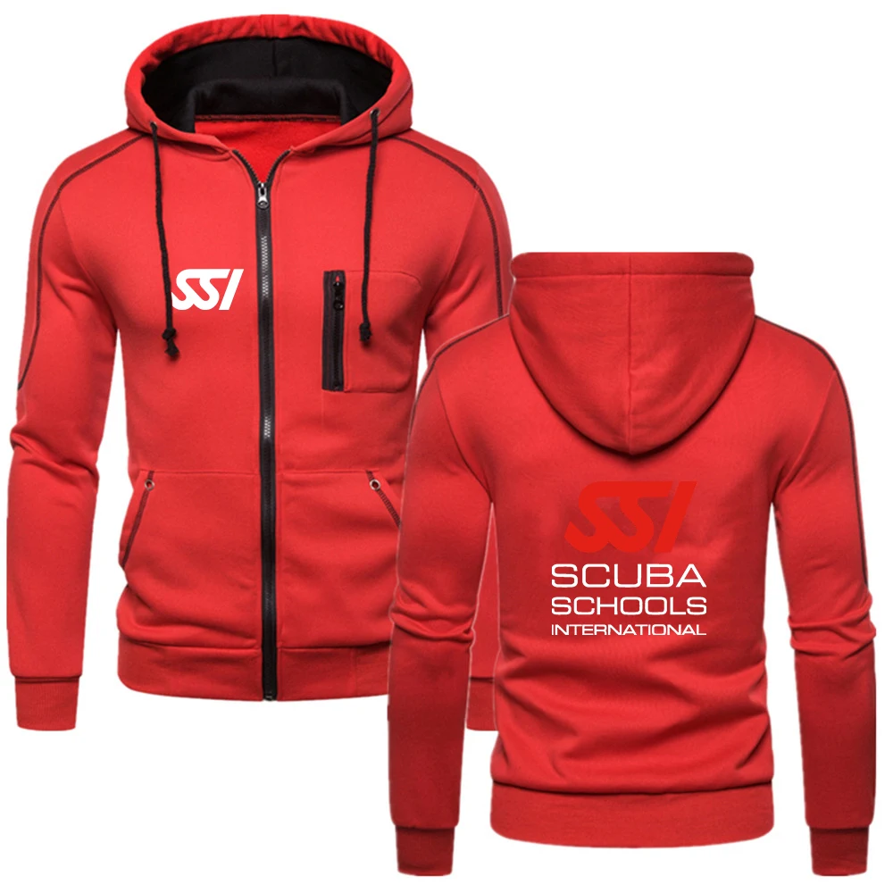 Scuba Diving Dive SSI 2024 Fitness Autumn And Winter New Men's Sports Leisure Comfort Cardigan Hoodie Coat Solid Color Top