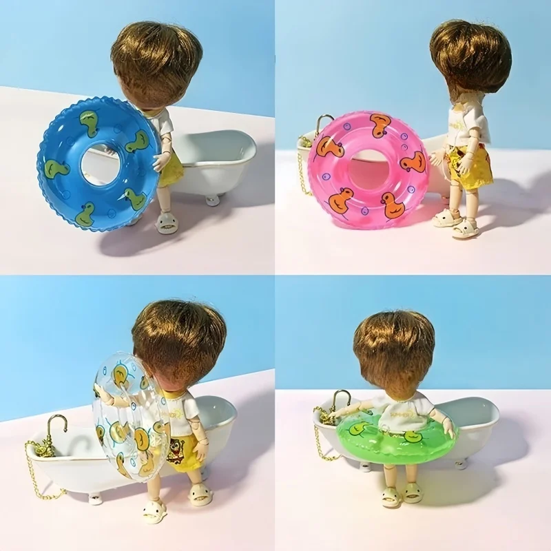 10Pcs Mini Swimming Buoy Ring Toys Mix Styles Summer Bathing Float Lifebelt Dollhouse Accessories for Doll Kids Gift Furniture