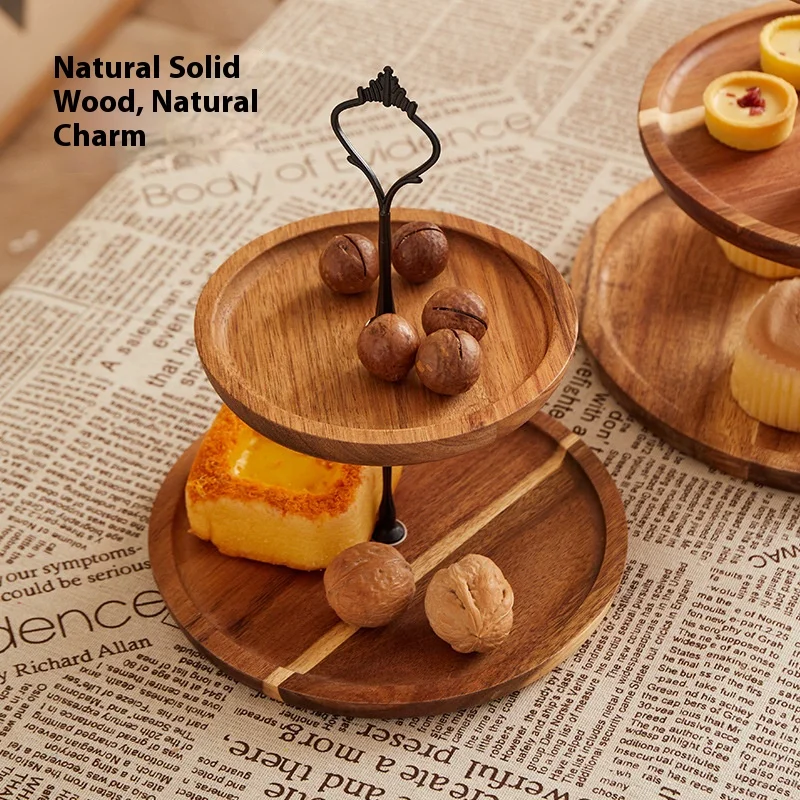 

Classic 3-Tier Wooden Tray Heat Resistant Eco-Friendly for Fruit Candy Snack Storage Home Kitchen