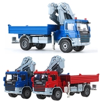 1/50 Truck With Crane Toy Car Engineering Miniature Vehicle Diecast Alloy Model Educational Collection Gift For Boy Children