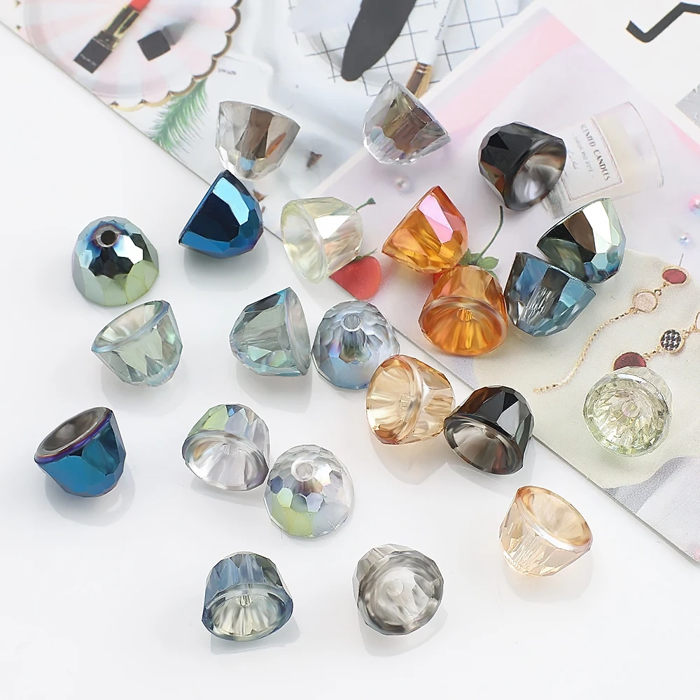 48Pcs 8mm Faceted Crystal Pendant Bell Shape Glass Loose Spacer Beads Crafts Meterial Jewelry Making Earing Supplier Accessories