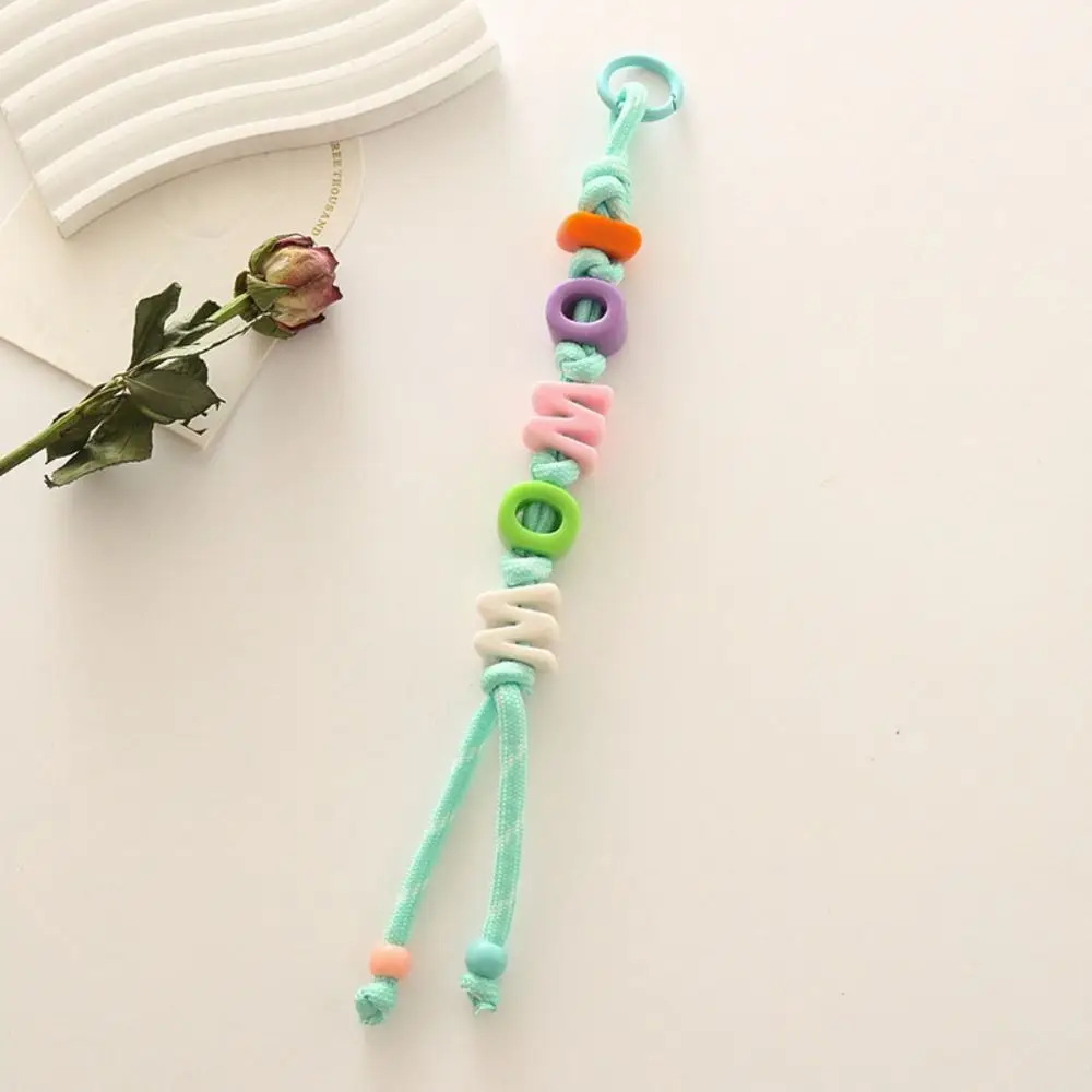 Cute Lucky Letter Acrylic Beads Keychain Colorful Anti-Lost Beaded Tassel Pendant Handmade Bag Hanging Car Keyring Ins