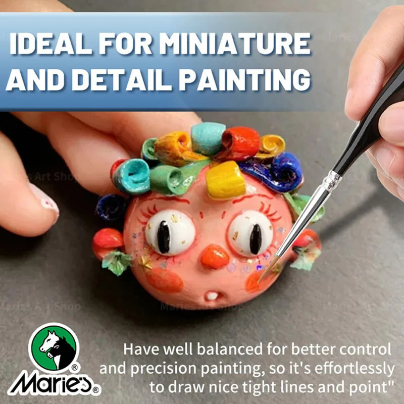 مجموعة فرش رسم تفاصيل ماري مكونة من 15 قطعة، مجموعة فرش طلاء صغيرة رفيعة وصغيرة لطلاء الأكريليك للحرف اليدوية، رقم بالرسم #4