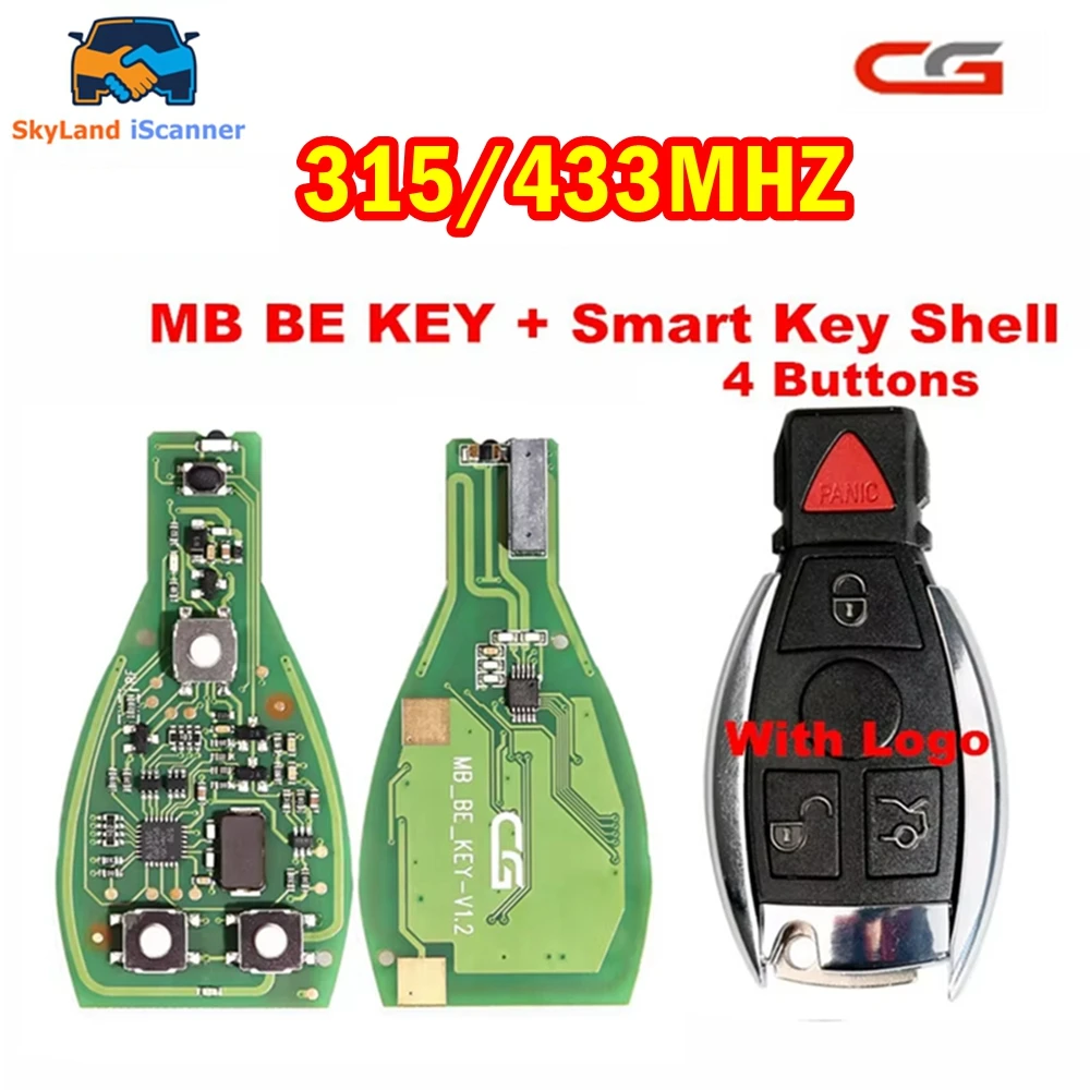 

Новый 4-х клавишный ключ CGDI MB CG BE для Mercedes для Benz Все 315 МГц/433 МГц Работает с программатором CGDI MB Поддержка BGA с корпусом ключа