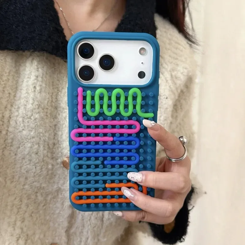 Cylindrical Labyrinth Decompression Puzzle Phone Case For Apple IPhone 17 16 15 14 13 18 Pro Max Jigsaw Puzzle DIY Silicone Case view 2