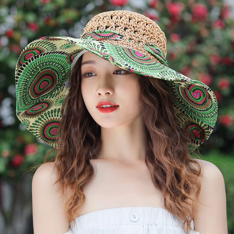 2023 NEW Women\'s Summer Bucket Folding fashion Straw Hat Panamas UV Protection Sun Visor Seaside Beach Hat Tide Summer Hats