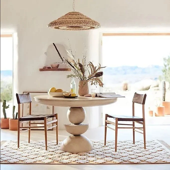 country log retro round table  solid wood simple dining table