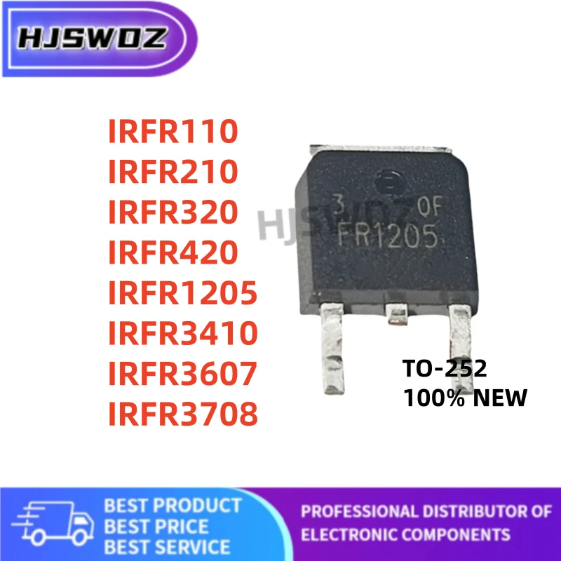 10PCs IRFR110 IRFR210 IRFR1205 IRFR420 IRFR3410 IRFR3607 IRFR320 IRFR3708 TO-252 MOS tube