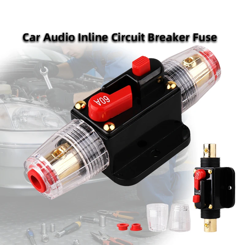 

Car Inline Circuit Stereo Switch Breaker Automatic Switch Reset Fuse Holder Inverter for Car Audio System Protection 20-150A