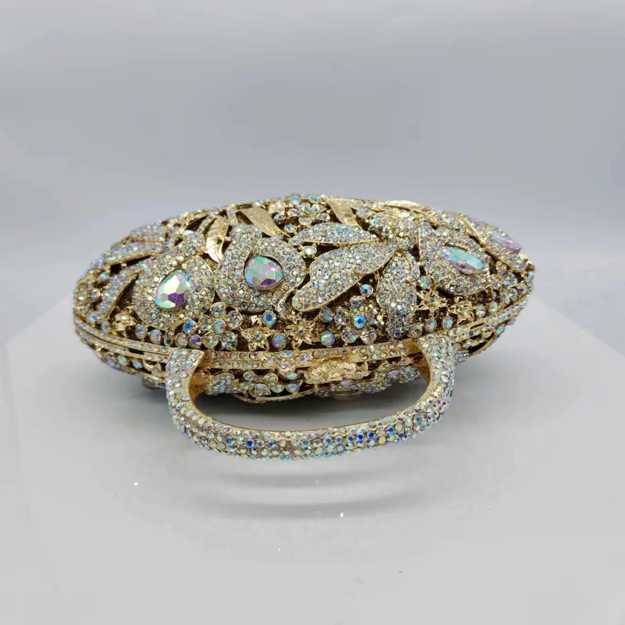 Flower Basket Diamond Dinner Bag Metal Hollow Hand-Held Rhinestone Women\'s Bag Banquet Clutch Purse Crystal Vintage Handbags