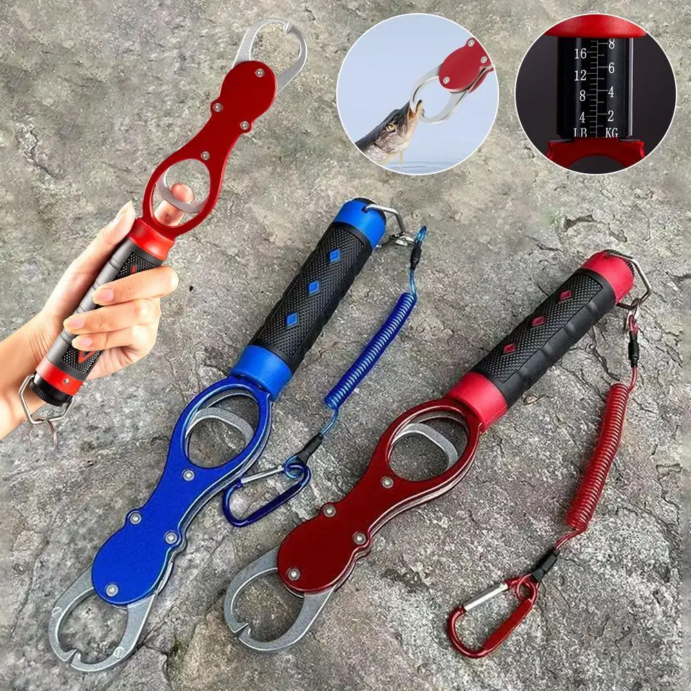 Imagem -01 - Liga de Alumínio Portátil Pesca Lip Gripper Peixe Alicate Aperto de Mão Gancho Escala de Peso Acessórios de Pesca liga de aluminio portatil pesca lip gripper peixe alicate aperto de mao gancho escala de peso acessorios de pesca 01