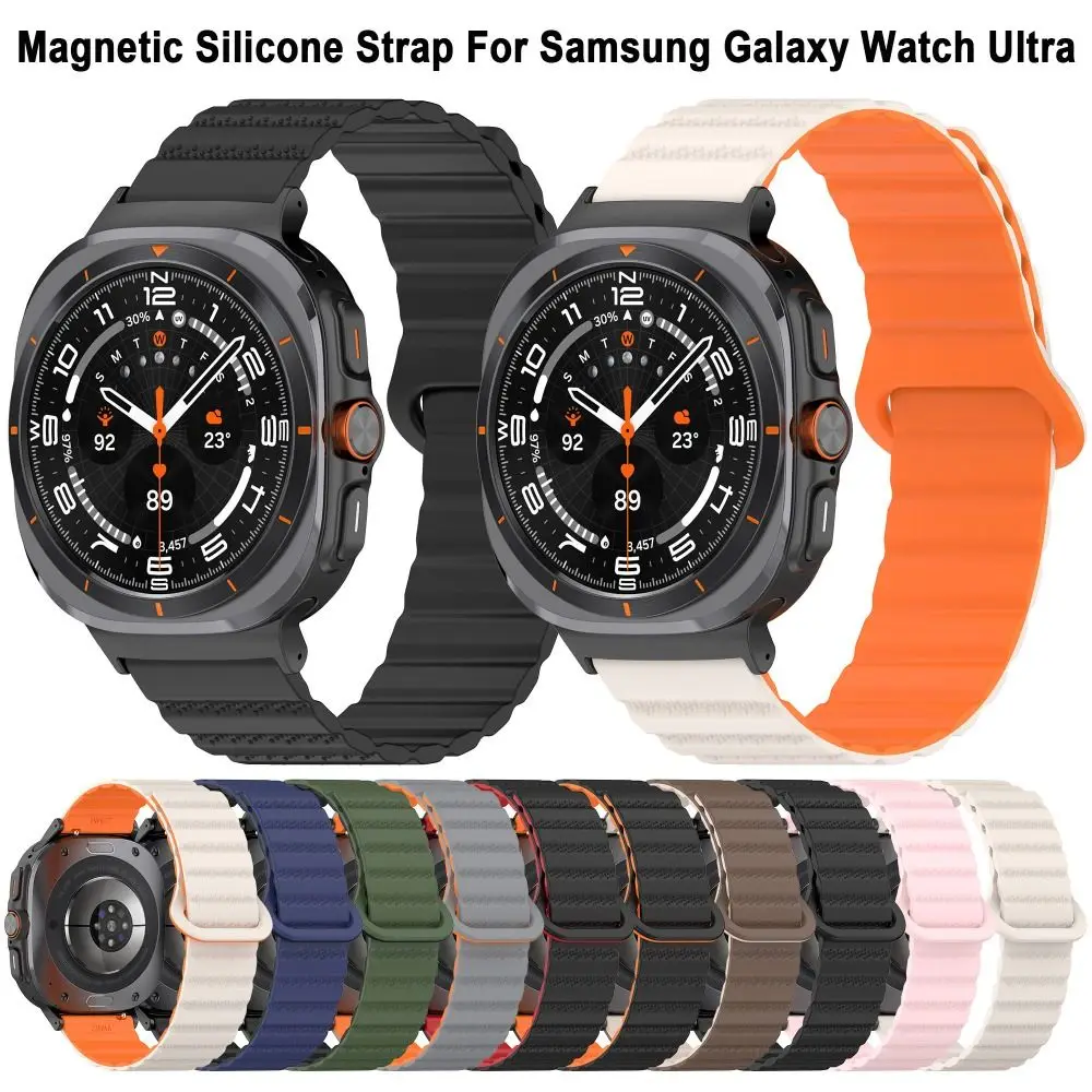 Correia de silicone magnética de substituição para Samsung Galaxy Watch, pulseira, cinto de pulso, acessórios de 2 cores, pulseira para Ultra, 47mm, novo