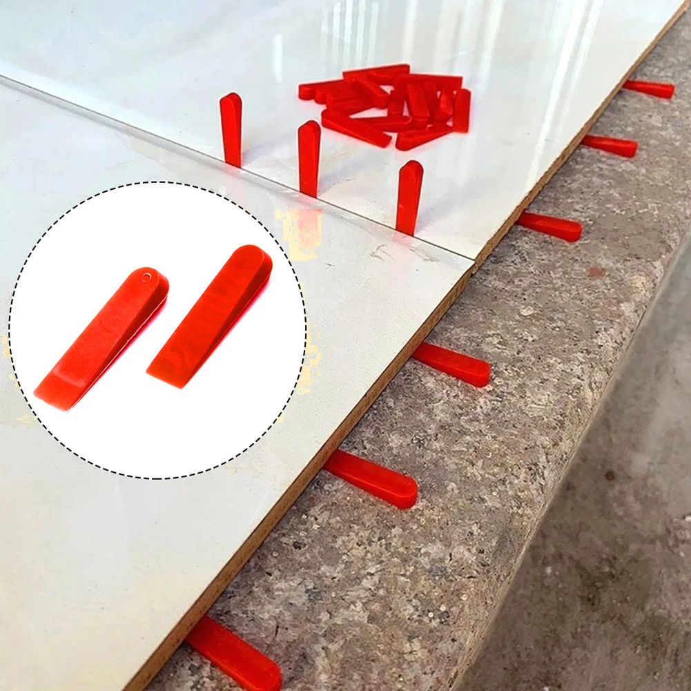 

100-Piece Red Plastic Tile Leveling Spacers - Reusable Wedge Clips For Wall Floor Ceramic Tiles Easy Installation Secure Fixing