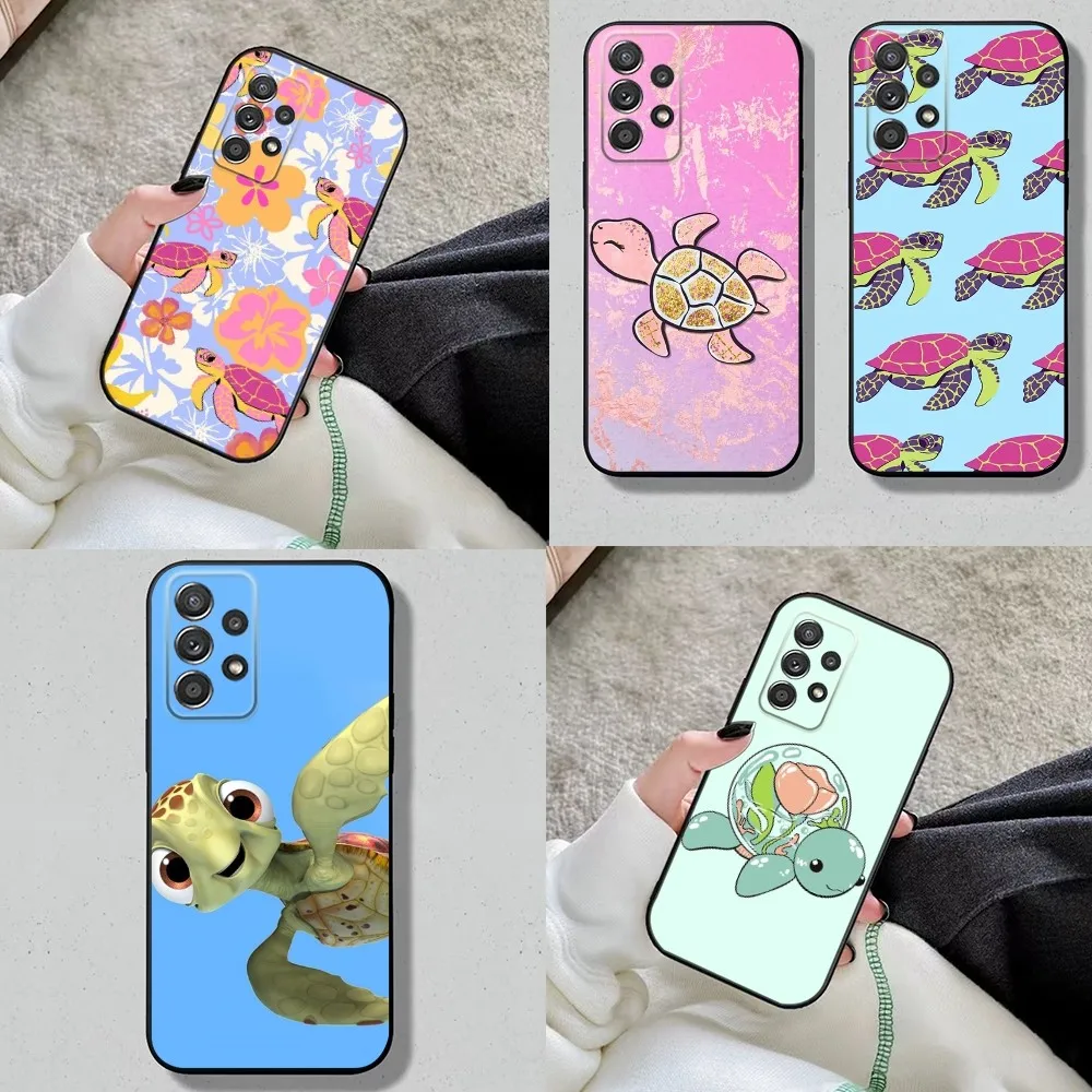 

Baby Turtle Phone Case For Samsung S24,S23,S22,S21,S20,S10,S10E,S9 Plus FE Note 20 Plus Soft Black Cover Shell