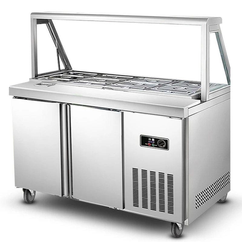

Slotted side dishes Refrigerator Salad table Fresh-keeping worktable Milk tea operation table Pizza table Malatang cabinet