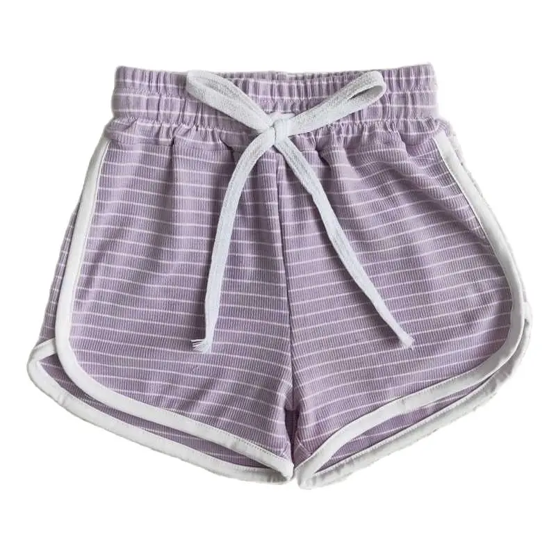 

Summer Wholesale casual shorts girls children's clothes 21 pairs of solid color striped shorts Elastic girl clothing 21 colors