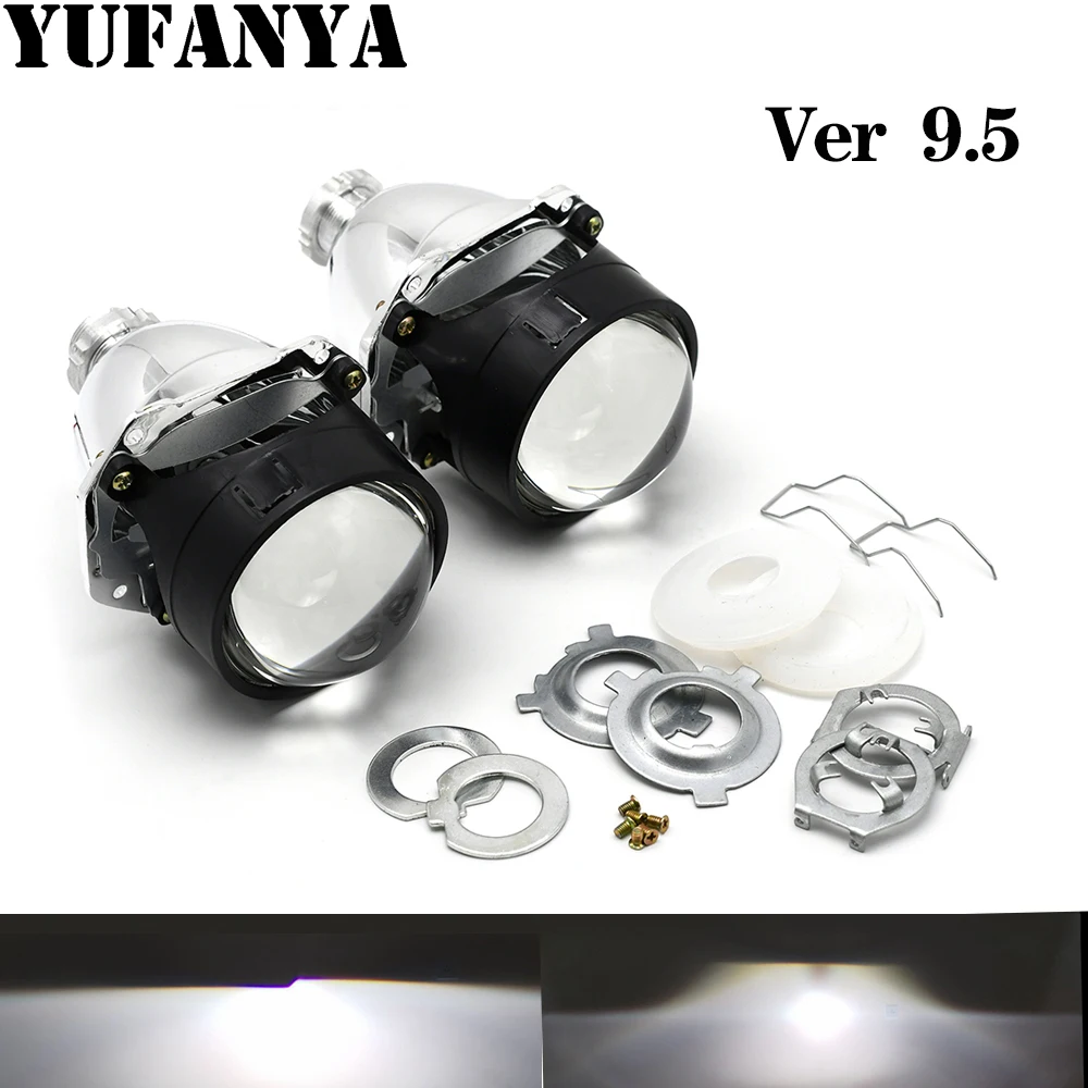 YUFANYA 2pcs 2.5 Inch Bi-Xenon Projector Lens Ver 9.5 Model Car Headlight For H1 H4 H7 Socket Car Retrofit Upgrade Use H1 Xenon