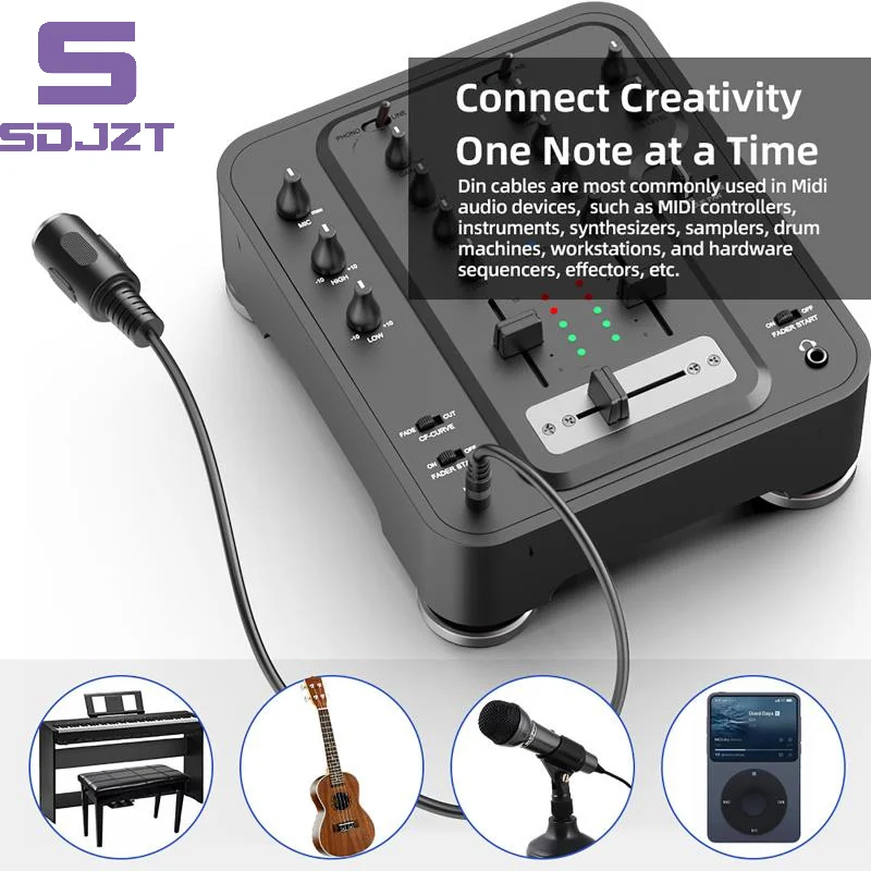 .Hot Sale-MIDI Din 5 To 3.5mm TRS Converter Cable Anti-interference Audio Adapter For Musical Instrument MIDI Device Studio Use